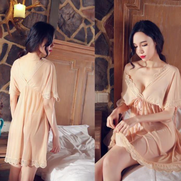 [HÀNG CAO CẤP] Váy ngủ ren sexy bẹt vai mặc hai kiểu đồ ngủ big size voan thun với màu hồng dễ thương Ly Ly Shop  ༷ ✔  ྇