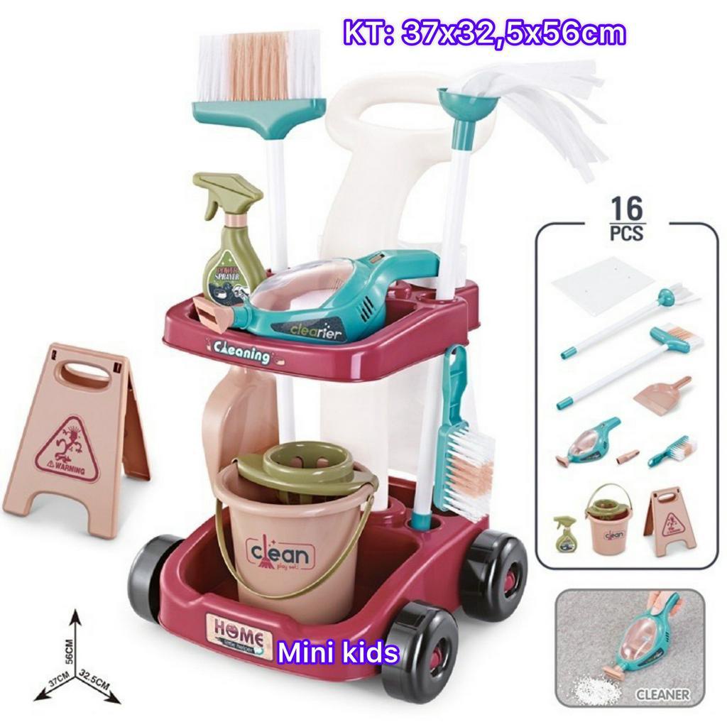 [Sỉ/lẻ] Đồ chơi lau dọn cho bé gái kèm máy hút bụi và xe đẩy vệ sinh nhà cửa hộp đẹp, nhiều mẫu mã, quà tặng sinh nhật