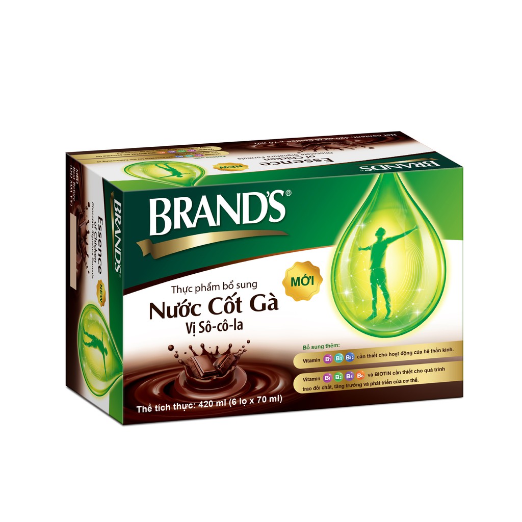 Combo 2 Hộp 6 Chai Nước Cốt Gà BRAND'S Vị Sô-cô-la Chocolate (70ml/Chai)