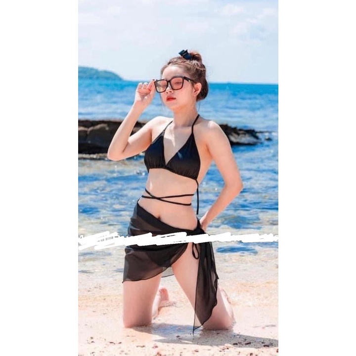 Bikini, đồ bơi nữ 2 mảnh kèm khăn basic ảnh khách feedback bikini sexy | BigBuy360 - bigbuy360.vn