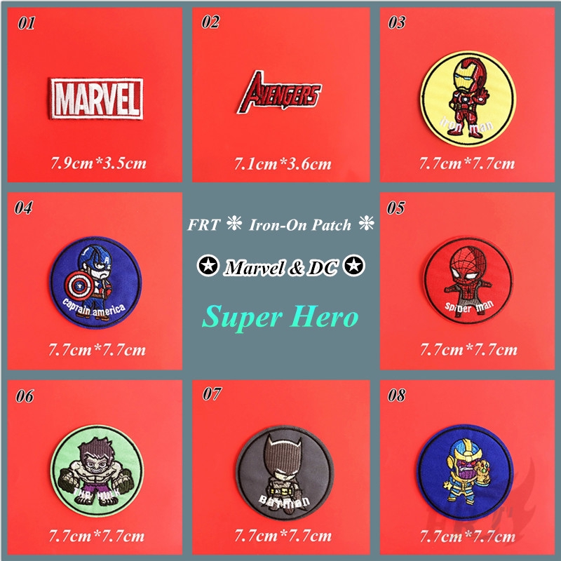 Set 1 / 2 Miếng Vá Nhiệt Dùng Trang Trí Áo Quần Hình Nhân Vật Siêu Anh Hùng Dễ Thương