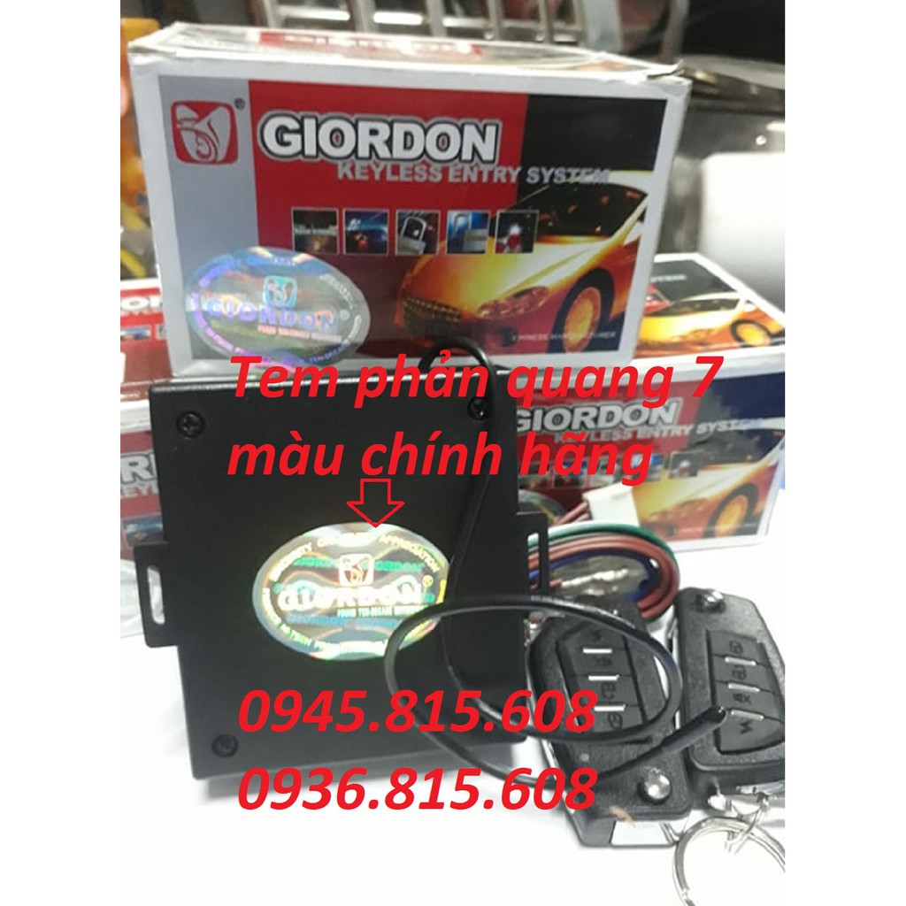 [CÓ CLIP] Bộ điều khiển cửa ô tô.BẢO HÀNH 3 THÁNG GIORDON 12v 24v chính hãng! có tem phản quang 7 mầu!