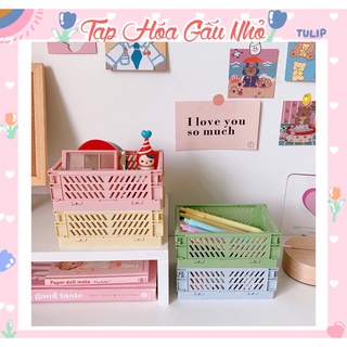 Giỏ đựng đồ đa năng để bàn xếp gọn được đựng đồ dùng, mỹ phẩm, phụ kiện oại nhỏ kích thước 15*9.8cm