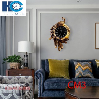 Đồng hồ treo tường trang trí Khổng Tước cao cấp decor CM3 kích thước 80x60 cm