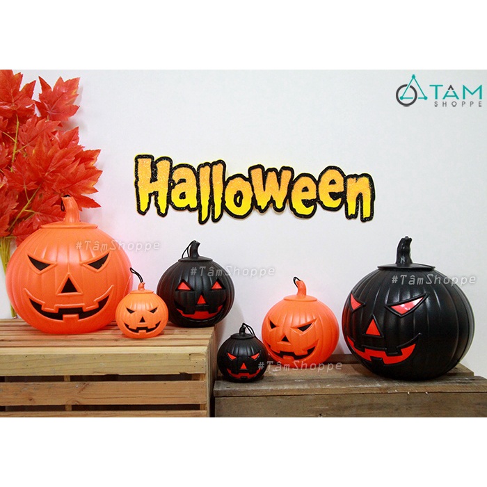 Quả bí ngô Halloween trang trí bằng nhựa cứng size NHỎ_chính_