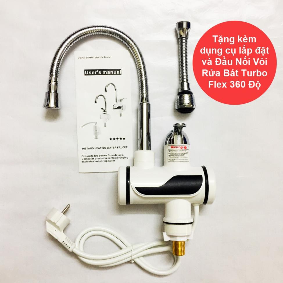 Máy làm nóng nước trực tiếp tại vòi [FREE SHIP] Hàng nhập khẩu nguyên chiếc - Tặng kèm đồ lắp và đầu nối Flex 360 Độ