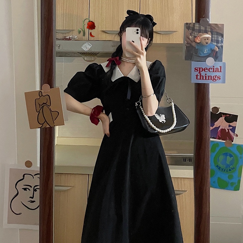 Đầm Perty midi thời trang mùa hè phong cách Hàn Quốc cổ điển cho nữ