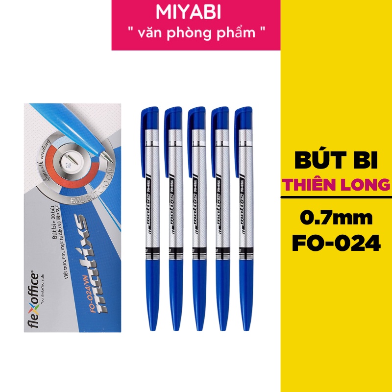 Bút bi thiên long xanh ,đen ,đỏ Hộp 20 cái cao cấp FO-024 loại đầu bấm ngòi  0,7mm cute