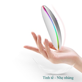 Chuột không dây HXSJ M40 wireless 2.4G Led viền đổi màu, siêu mỏng tự sạc pin chống ồn dùng cho máy tính pc laptop, tivi