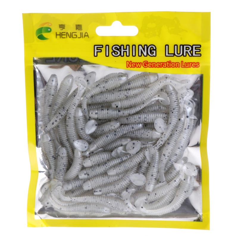 50 Mồi Giun Giả Câu Cá Hình Chữ T Mềm Mại Tiện Dụng