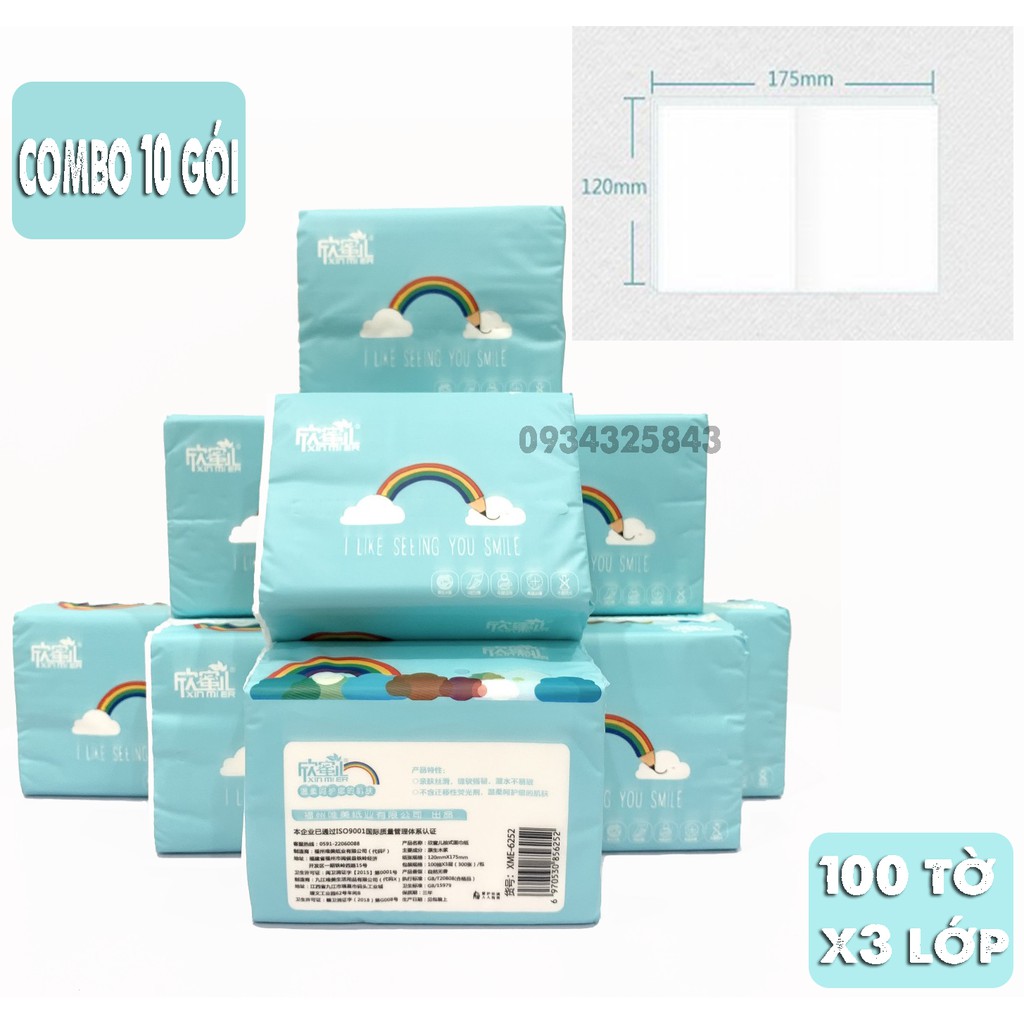 Combo 10 gói giấy ăn Cầu Vồng siêu dai