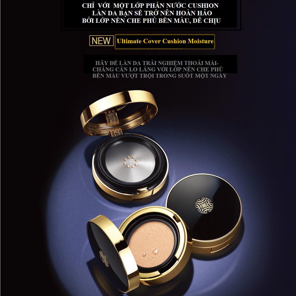 Set Phấn Nước Ohui 4 Món #HỘP ĐEN - OHui Ultimate Cover Cushion Moisture Special #1 Milk Beige