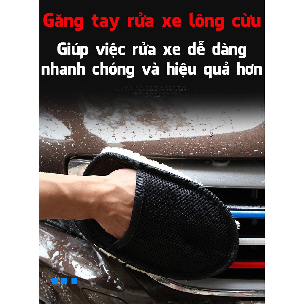 Găng tay rửa xe lông cừu chuyên dụng rửa ô tô, xe máy nhanh gọn hiệu quả