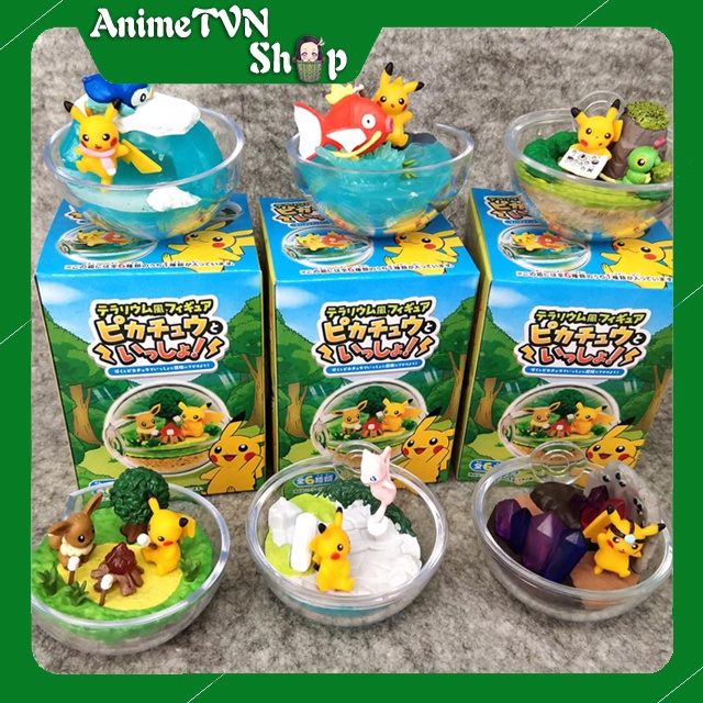 Mô hình Tiểu cảnh Terrarium Anime Manga Pokemon (Bửu bối thần kì) Pikachu và những người bạn - Bóng trong suốt dễ thương