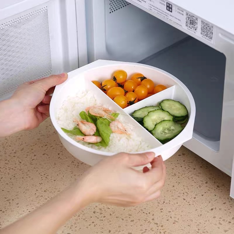 Hộp Cơm 3 Ngăn Chịu Nhiệt Dùng Lò Vi Sóng Hâm Nóng Cam Homeware