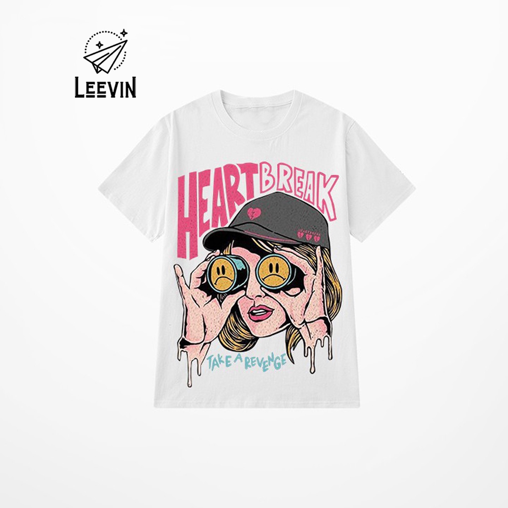 Áo Thun Nam Nữ NELLY Heart Break Form Rộng Ulzzang Unisex - Kiểu áo form rộng tay lỡ Local Brand Leevin Store