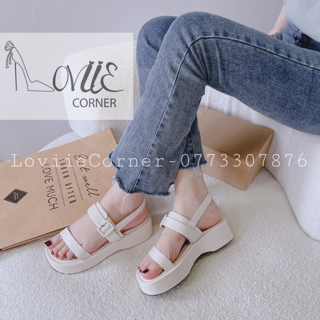 SANDAL NỮ LOVIIECORNER - GIÀY THỜI TRANG QUAI MẢNH - GIÀY XUỒNG MŨI VUÔNG ĐẾ BẰNG S220202 S220902