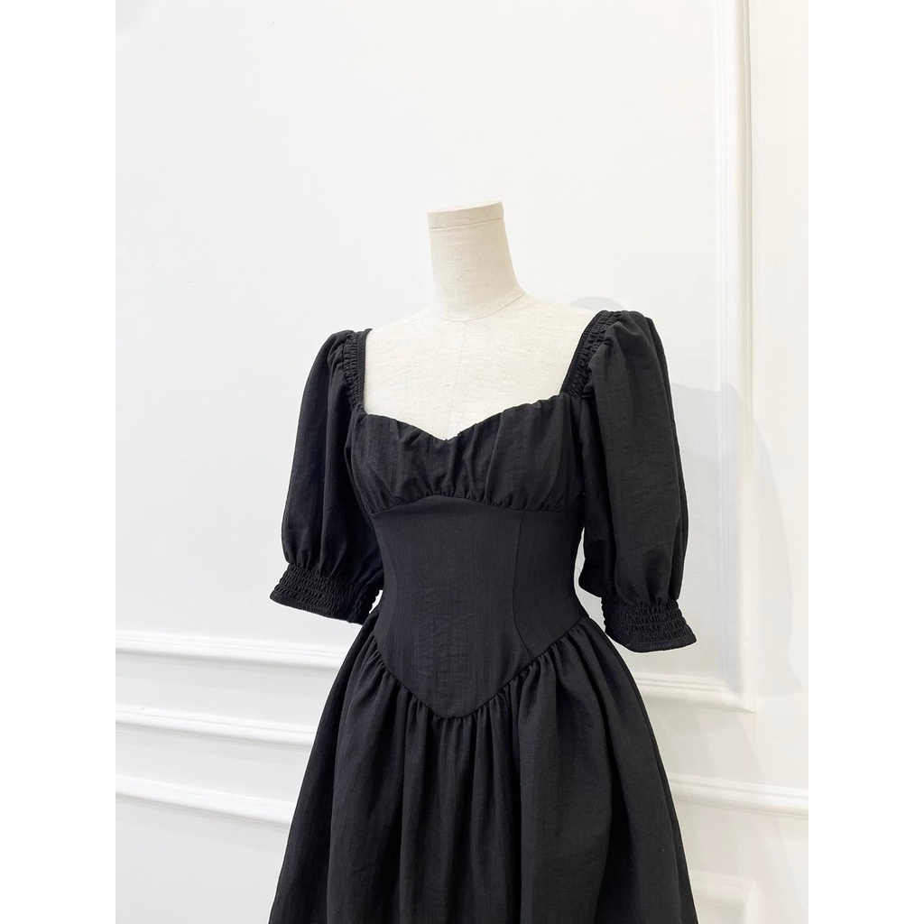 [HÀNG THIẾT KẾ CAO CẤP] Đầm Xòe Tay Phồng Chít Eo Tôn Dáng Vintage Form Ngắn Đi Biển Nhiều Màu