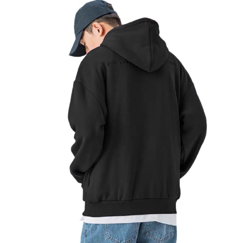 Áo hoodie nỉ trơn màu đen unisex dáng rộng chất nỉ lót bông dày ấm mềm mịn thời trang nam nữ