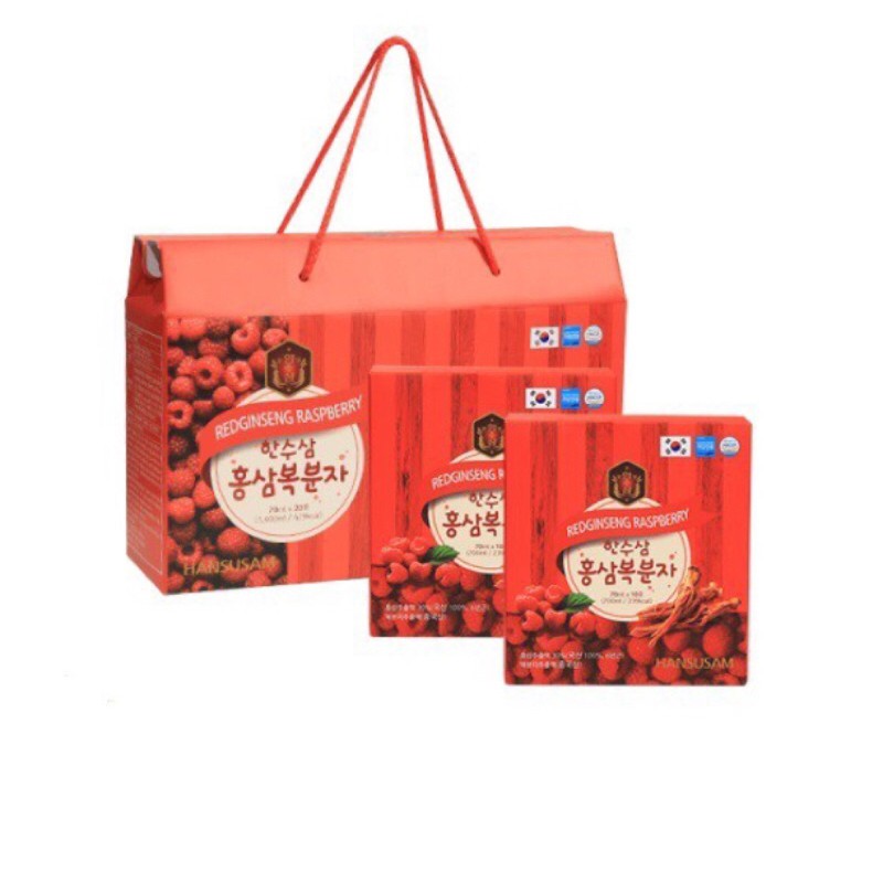 Nước hồng sâm phúc bồn tử Hàn Quốc 20 gói X 70ml, nước chiết xuất phúc bồn tử hồng sâm