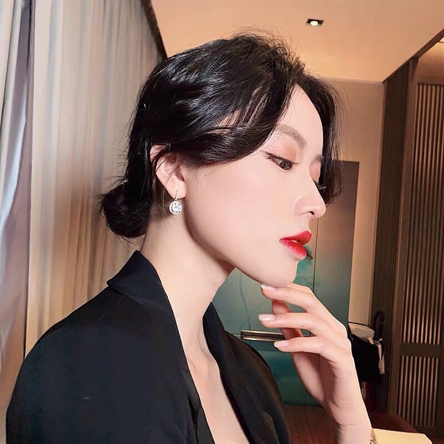 Khuyên tai móc treo đá 9-10ly nhân tạo viền đá nhỏ bạc thật mạ vàng trắng cao cấp sắc nét