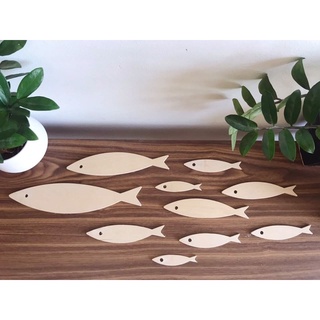 Cá gỗ Decor, cá gỗ vẽ trang trí, Combo 10 cá