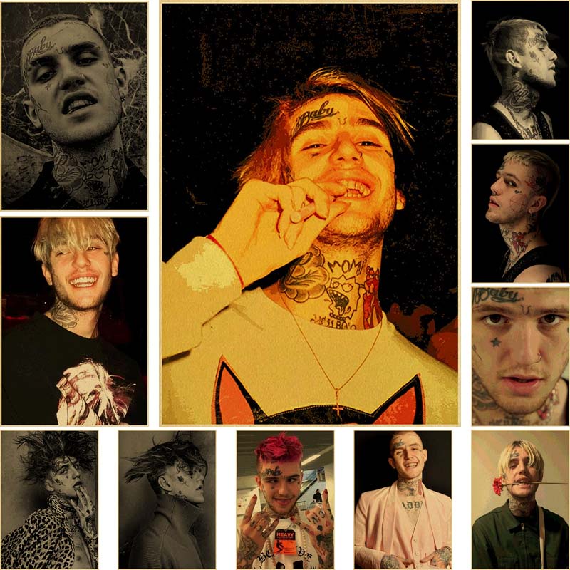 Áp Phích Dán Tường Trang Trí In Hình Rapper Lil Peep Bằng Giấy Kraft Kiểu Vintage