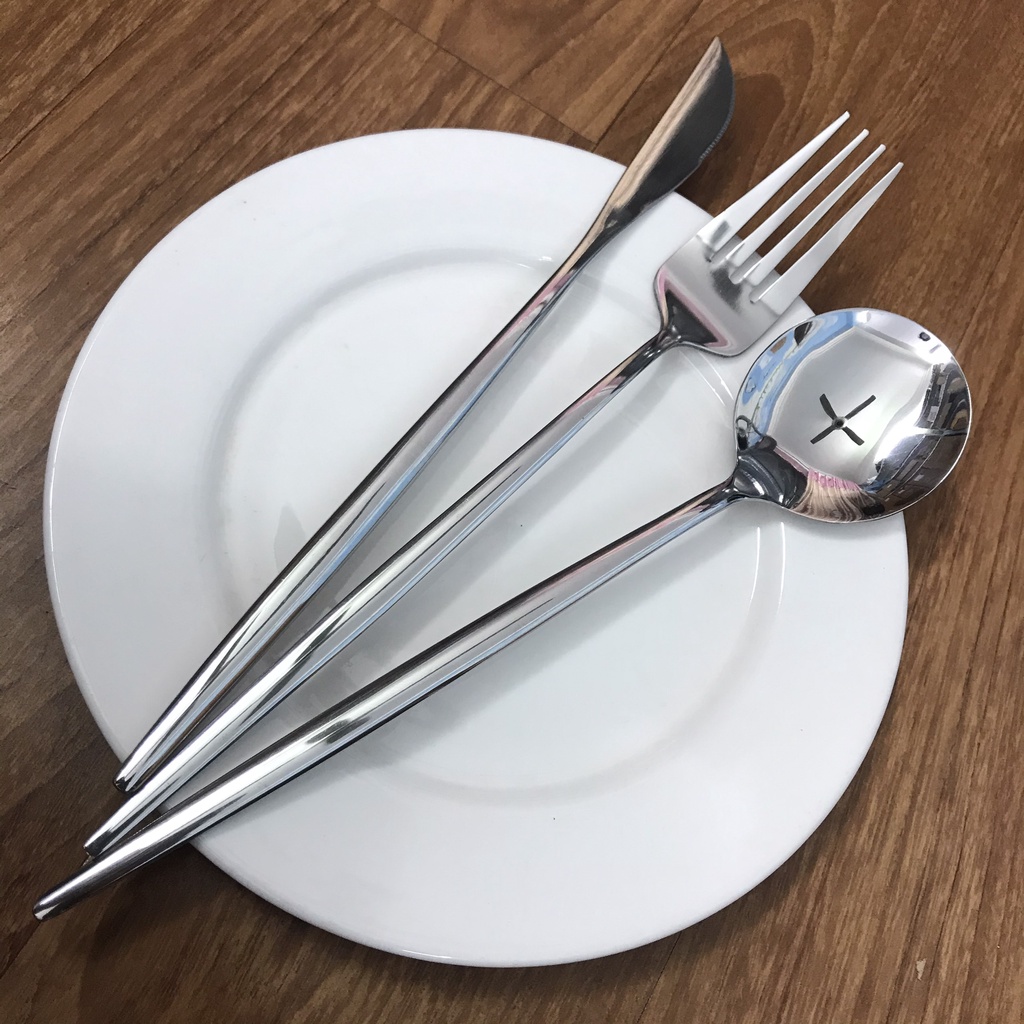 Set 3 Bộ DAO THÌA DĨA   phong cách Âu Mỹ làm bằng Inox cao cấp