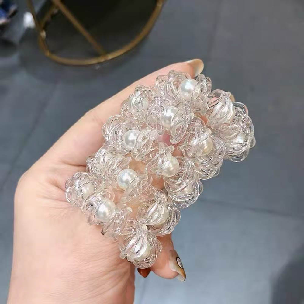 Dây buộc tóc kiểu lò xo co giãn trong suốt lấp lánh thời trang dành cho nữ