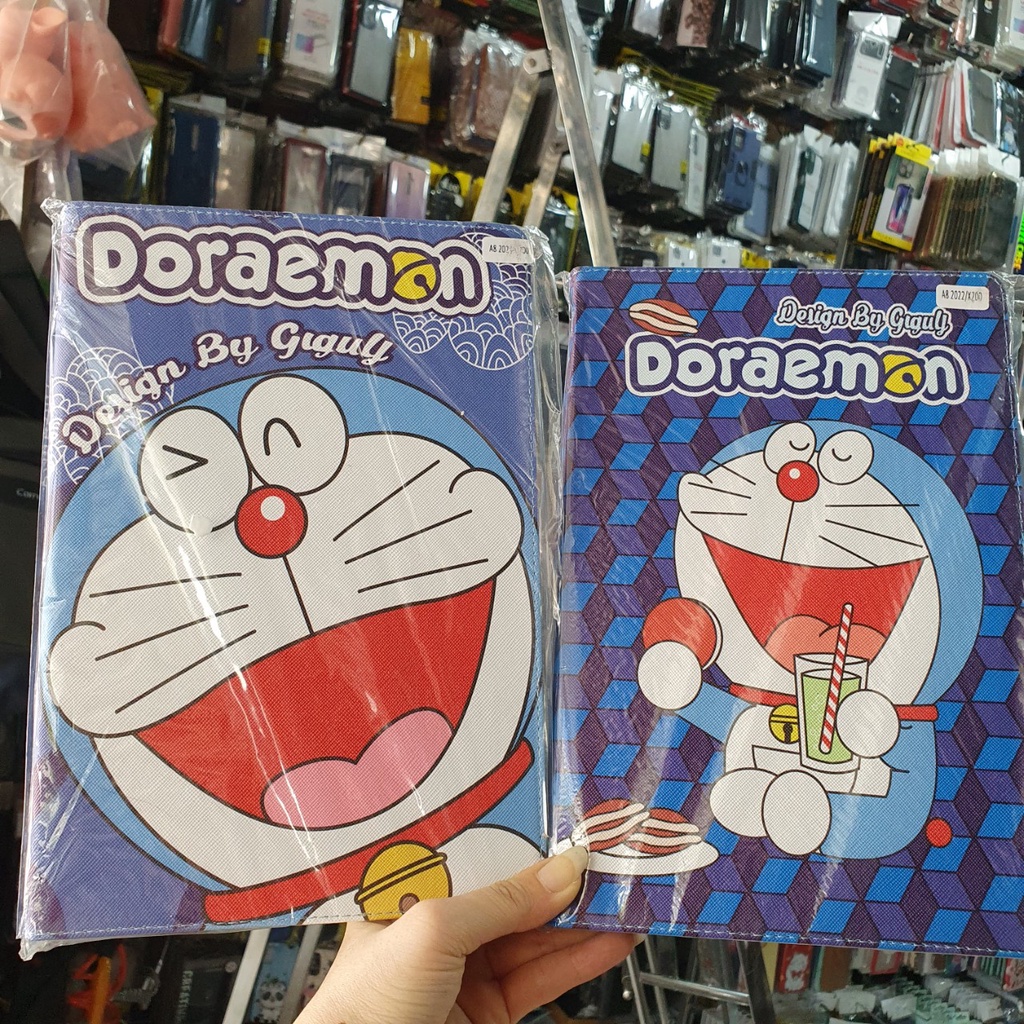 Bao da Samsung Tab A8 10.5" 2022 X200/ X205 hình Doremon Kitty gấp đứng xem phim