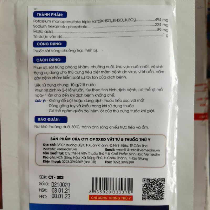 Bột pha sát khuẩn Vimekon 20g