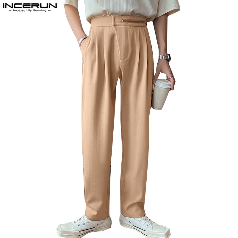 Quần tây INCERUN ống đứng màu sắc thanh lịch cho nam