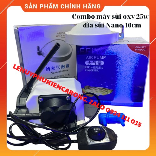 Máy Sủi Oxy Cho Bể Cá Rồng Có Tăng Giảm 25w 30L/H + Combo Full Phụ Kiện Cho Anh Em