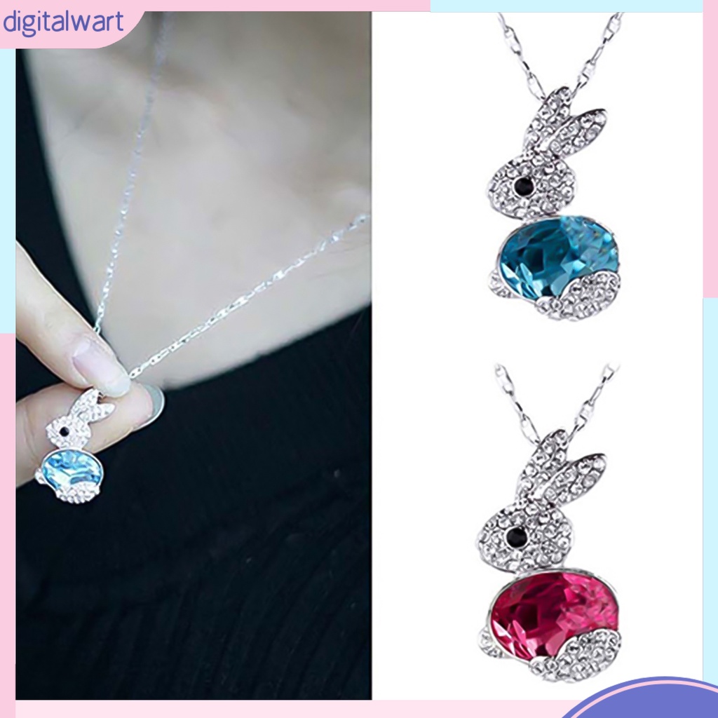 Dây chuyền mặt thỏ đính đá quý nhân tạo lấp lánh sang trọng cá tính dành cho nữ