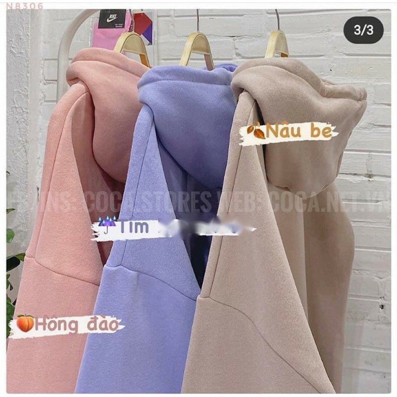ÁO HOODIE, ÁO NỈ BA MÀU BE, HỒNG, TÍM THỜI TRANG HOT TEEN, TIỆN LỢI, ẤM ÁP, CỰC KUTE