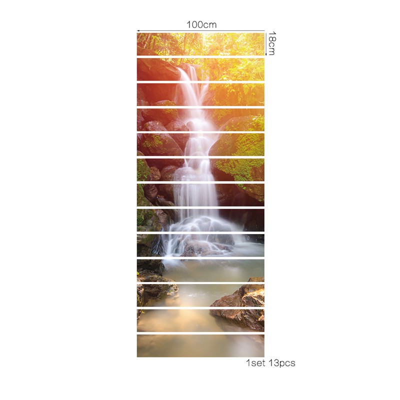 Tranh 3D Dán Cầu Thang Hình Thác Nước L009