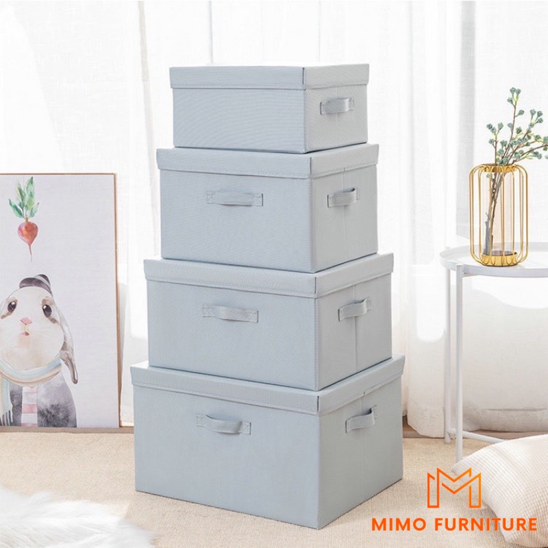 Hộp Vải Đựng Đồ Đa Năng Có Nắp MIMO FURNITURE Thùng Đựng Quần Áo, Chăn Màn, Khăn Tắm Chống Bụi - Mẫu Mới