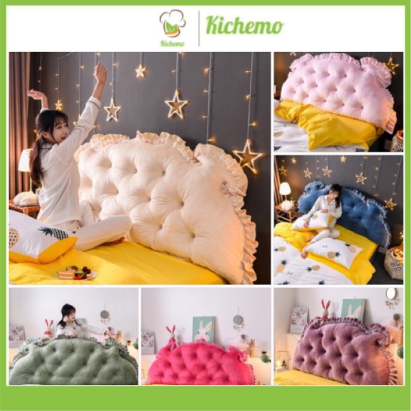 Gối tựa đầu giường mẫu hoàng đính khuy tai thỏ kích thước 1.5m và 1.8m