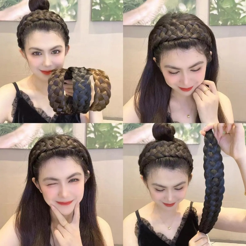 Fashion Wide-brimmed Wig Braid Headband Fishbone Braid Widened Wig Headband Thickened Wide Braid Twist Hairband for Women