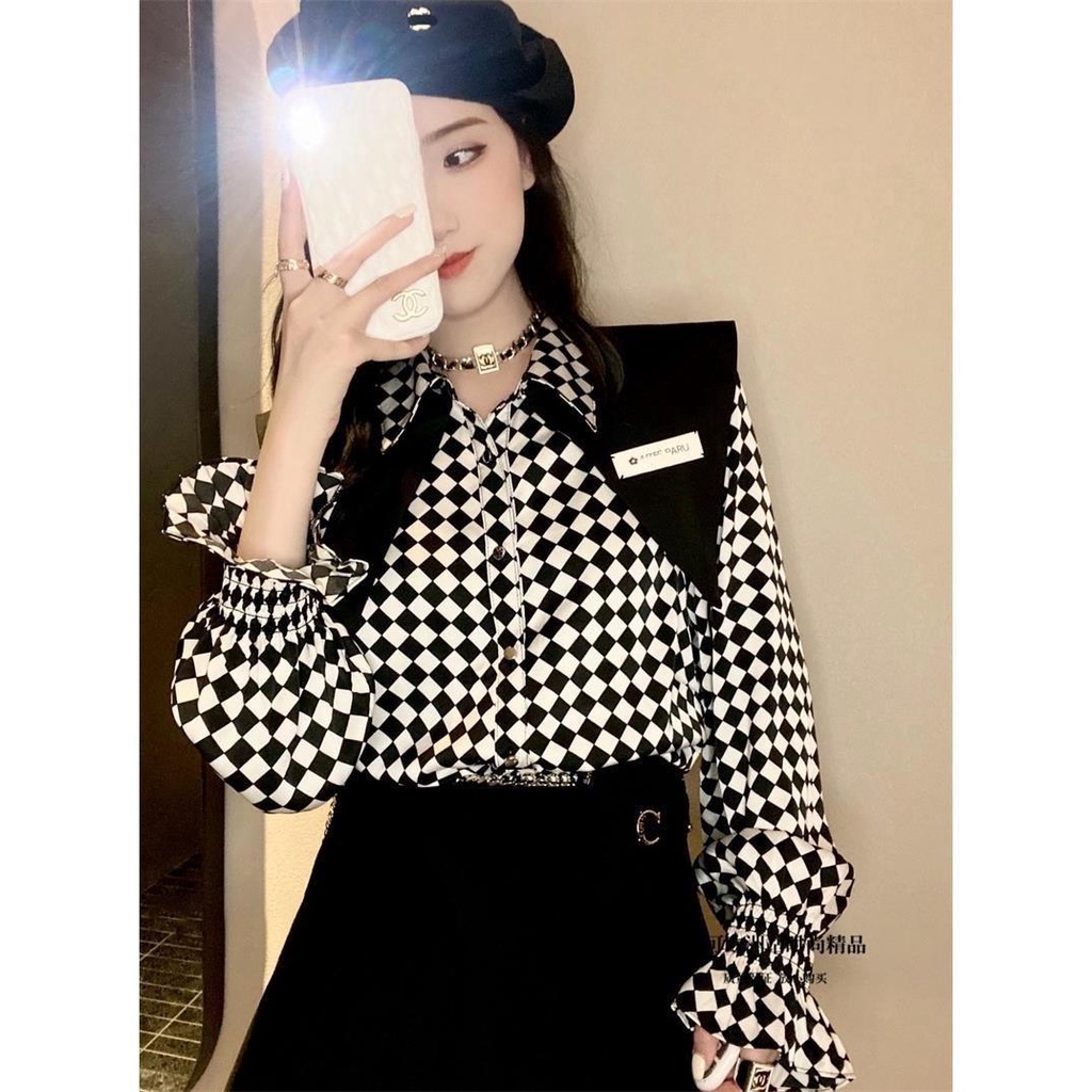 Áo Sơ Mi Nữ Dáng Rộng Họa Tiết Caro Phong Cách Mới