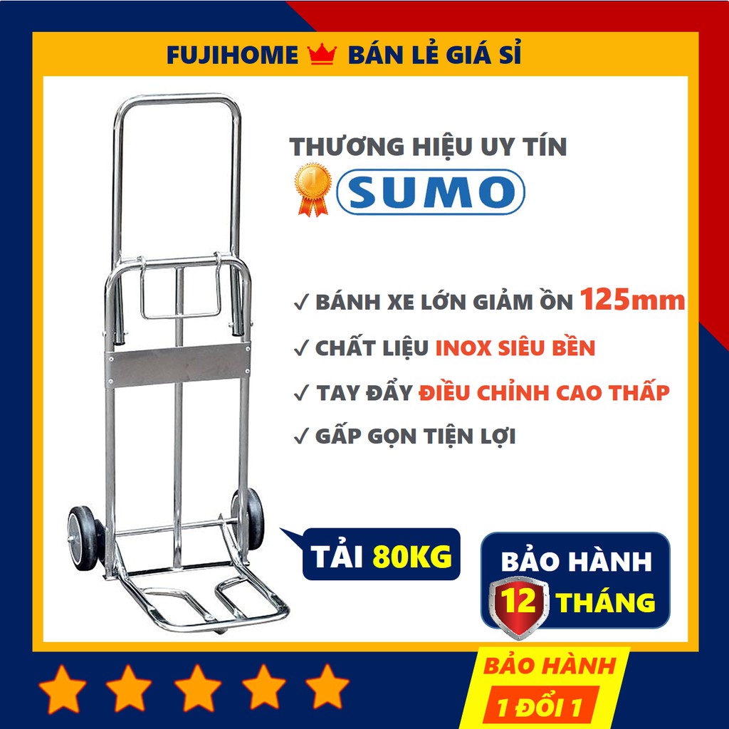 [BH 12 THÁNG] Xe đẩy hàng gấp gọn 2 bánh SUMO SFT2809 Thái Lan, xe kéo hàng gấp gọn nhẹ mini siêu thị đa năng giá rẻ