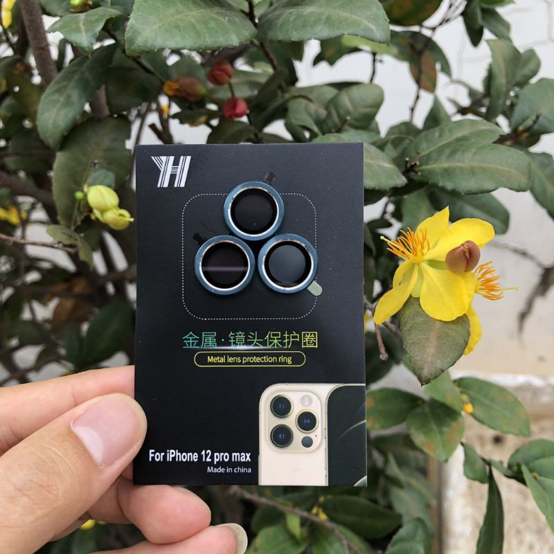 Bộ 3 mắt dán bảo vệ Camera iPhone 14 pro max,13 pro max,13,13 pro,13 mini,12, 12 Pro, 12 Pro Max kính + vành nhôm