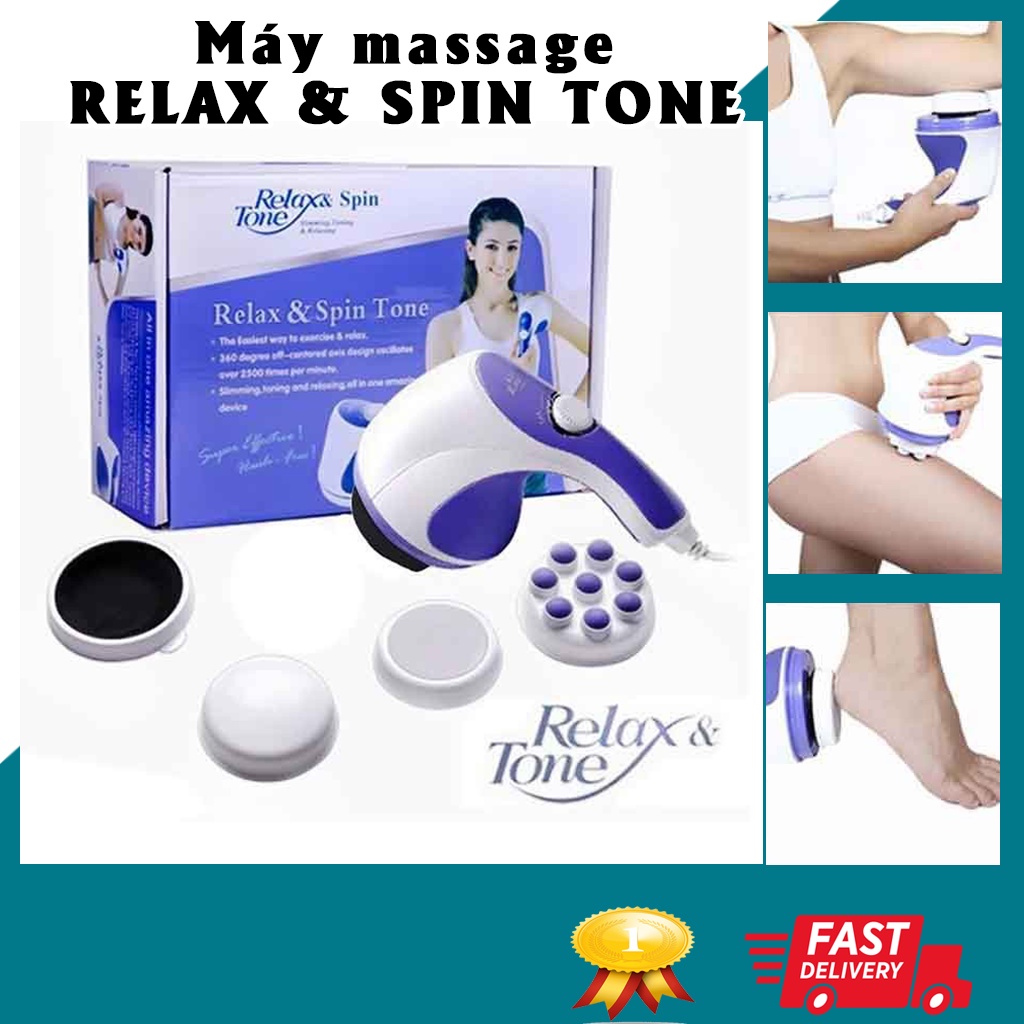 [HÀNG CAO CẤP] Máy Massage Cầm Tay Relax &amp; Spin Tone 5 Đầu, máy massage giảm đau nhức, giảm mỡ cơ thể