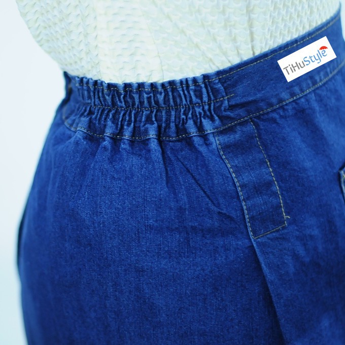 Váy chống nắng DẠNG QUẦN Jean cài nút lưng thun - TẶNG Lót Nón Bảo Hiểm -Hàng nhập khẩu
