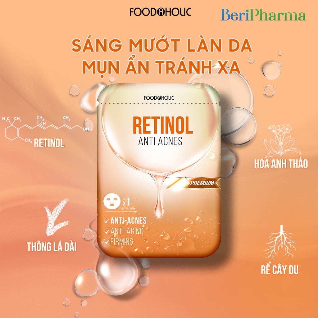 ✅ Foodaholic Mặt Nạ Giảm Mụn, Tái Tạo Da Retinol Anti Acnes Mask 23ML