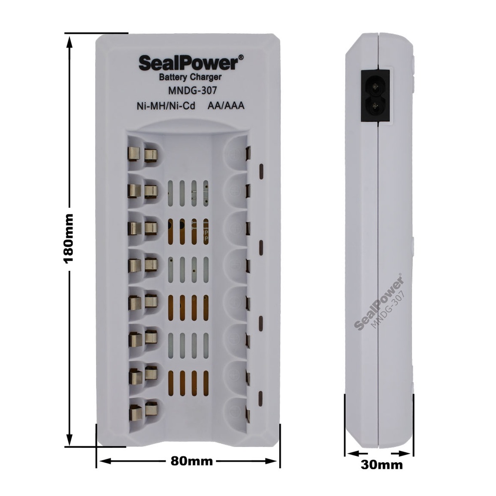 Máy sạc SealPower MNDG-307,sạc thông minh tự ngắt,4 kênh đôi,kèm pin sạc AA 2400mAh/ AAA1000mA