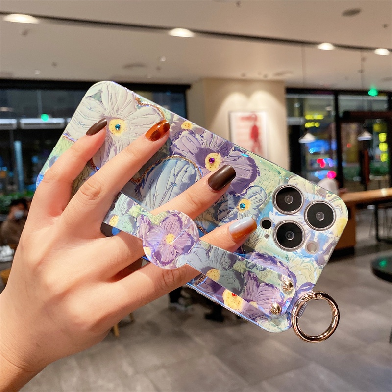 Ốp Điện Thoại Mềm Họa Tiết Tranh Sơn Dầu Nền Xanh Dương Cho iPhone 13 / 12 Pro Max iP11