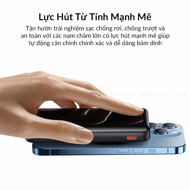 Baseus - Pin Sạc Dự Phòng Không Dây 10000mAh, Sạc Nhanh 20w, Tích Hợp Nam Châm, Lực Hút Mạnh Chắc Chắn, Thiết Kế Nhỏ Gọn