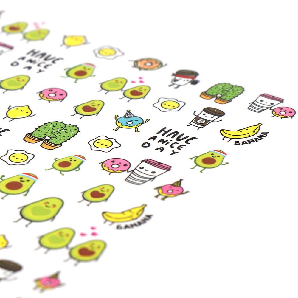Miếng Dán Trang Trí Móng Tay Họa Tiết Hoạt Hình Trái Cây Dễ Thương DIY