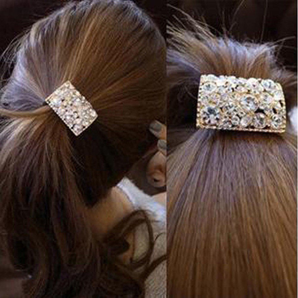 Cột tóc nữ dạng vuông bản to đính đá lấp lánh